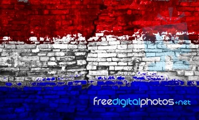 Holland Flag Painted On Wall Stock Photo