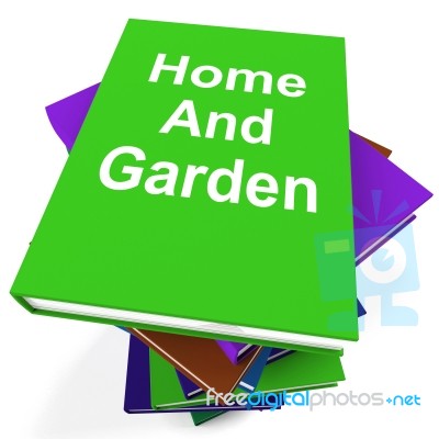 Home And Garden Book Stack Shows Books On Household Gardening Stock Image