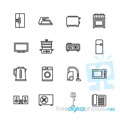 Home Appliance Icon Set On White Background Stock Image