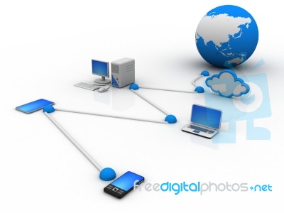 Home Electronic Devices Connected To Global Network Stock Image