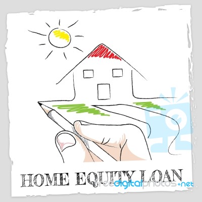 Home Equity Loan Indicates Second Mortgage On Property Stock Image