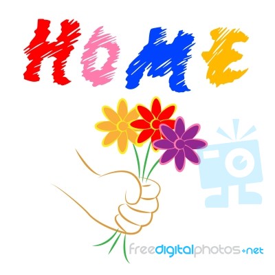 Home Flowers Indicates Property Flora And Houses Stock Image