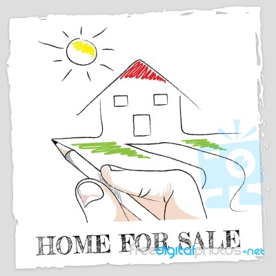 Home For Sale Shows Buy Household And Houses Stock Image