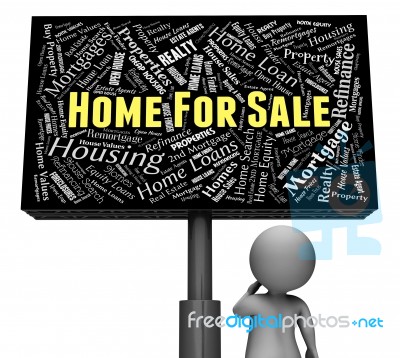 Home For Sale Shows Property Market And Properties 3d Rendering Stock Image