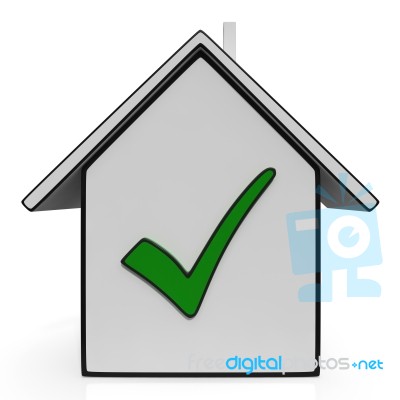 Home Icons With Check Showing House For Sale Stock Image