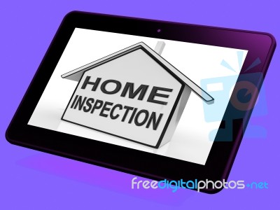 Home Inspection House Tablet Means Assessing And Inspecting Prop… Stock Image