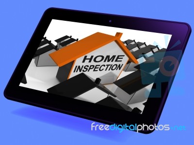 Home Inspection House Tablet Means Review And Scrutinize Propert… Stock Image