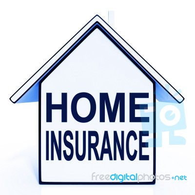 Home Insurance House Means Protecting And Insuring Property Stock Image