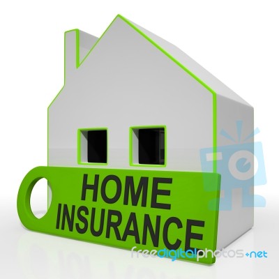 Home Insurance House Shows Premiums And Claiming Stock Image