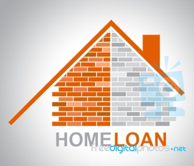 Home Loan Represents Lend Houses And Household Stock Image