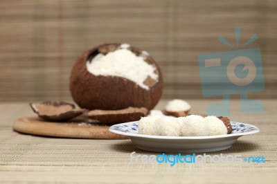 Home Made Sweets Made From Coconut Flour Stock Photo