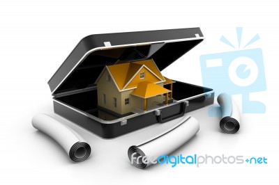 Home On Briefcase Stock Image