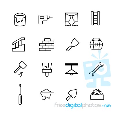 Home Repair Icon Set On White Background Stock Image