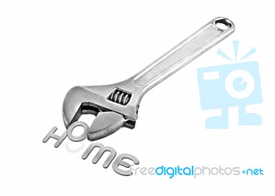 Home Text With Wrench Stock Image