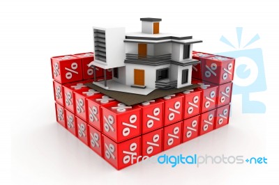 Home With Percentage Symbol Stock Image