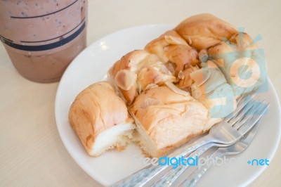 Homemade Bread With Almond, Raisin And Coconut Stock Photo