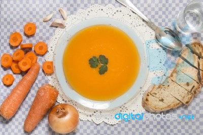 Homemade Carrot Soup Stock Photo