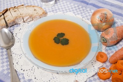 Homemade Carrot Soup Stock Photo