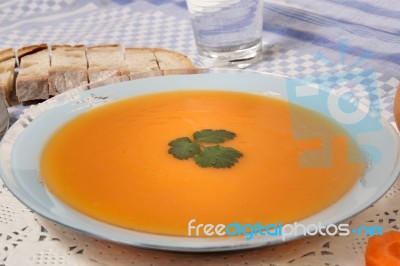 Homemade Carrot Soup Stock Photo