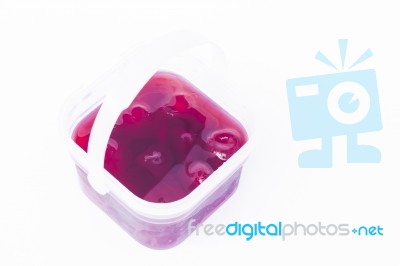 Homemade Cherry Syrup Isolated On White Background Stock Photo