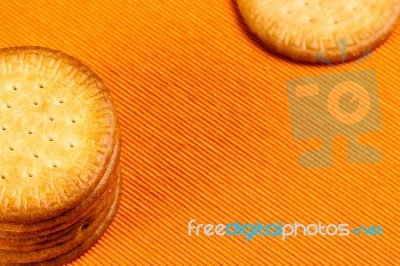 Homemade Cookies On Orange Cloth Stock Photo