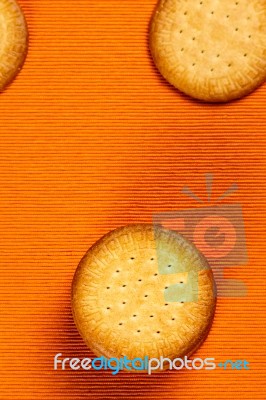 Homemade Cookies On Orange Cloth Stock Photo