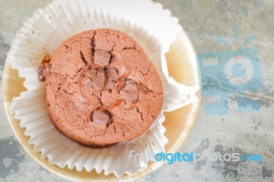 Homemade Fresh Chocolate Cookies With Chocolate Chips Stock Photo