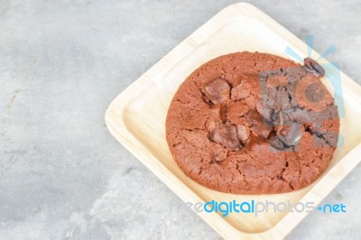 Homemade Fresh Chocolate Cookies With Chocolate Chips Stock Photo