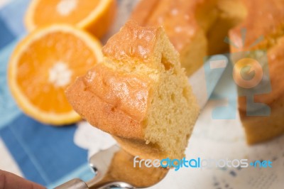 Homemade Orange Cake Stock Photo