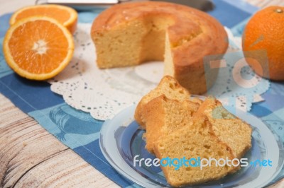 Homemade Orange Cake Stock Photo