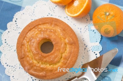 Homemade Orange Cake Stock Photo