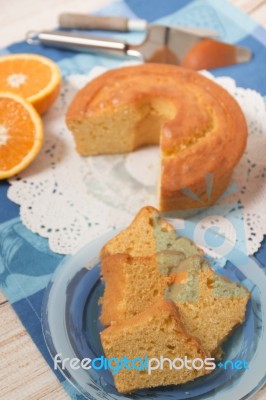 Homemade Orange Cake Stock Photo