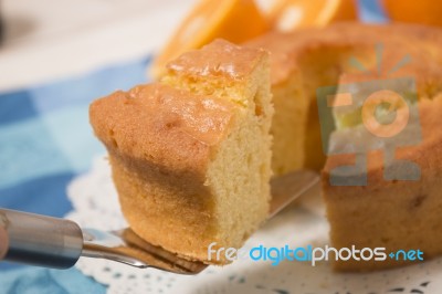 Homemade Orange Cake Stock Photo