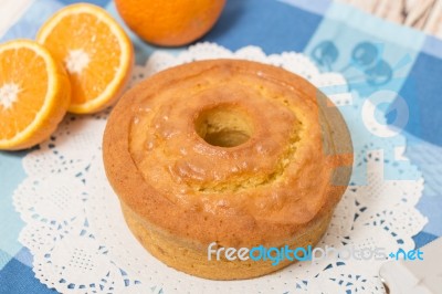 Homemade Orange Cake Stock Photo