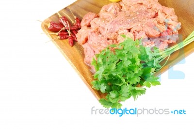 Homemade Pork Meat Meal And Ingredients Stock Photo