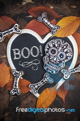 Homemade Skull And Bone Cookies For Halloween Stock Photo