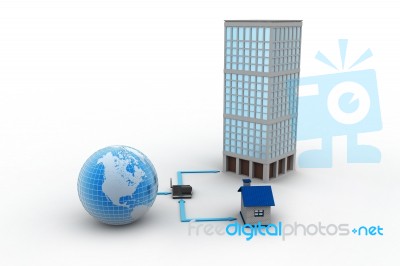 Homes On A Global Network Stock Image