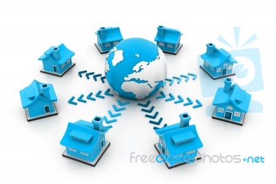 Homes On A Global Network Stock Image