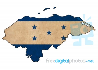 Honduras Map On Honduras Flag Drawing ,grunge And Retro Flag Ser… Stock Image