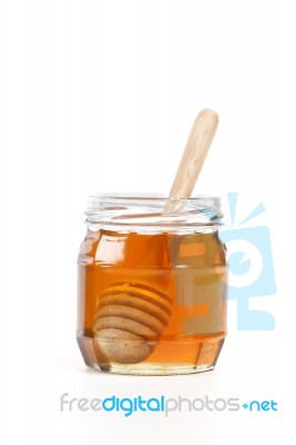 Honey Dipper Delicious White Background Closeup Sweet Healthy Stock Photo