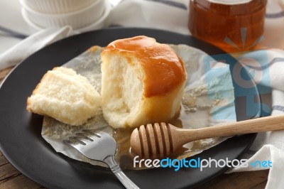 Honey Soft Cheese Cake Sweet Pastries Dessert Eating Yummy Bakery Rustic Still Life Stock Photo