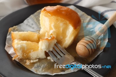 Honey Soft Cheese Cake Sweet Pastries Dessert Eating Yummy Bakery Rustic Still Life Stock Photo