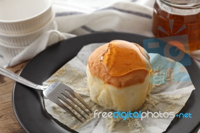 Honey Soft Cheese Cake Sweet Pastries Dessert Eating Yummy Bakery Rustic Still Life Closeup Stock Photo