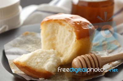 Honey Soft Cheese Cake Sweet Pastries Dessert Eating Yummy Bakery Rustic Still Life Closeup Stock Photo