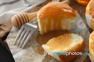 Honey Soft Cheese Cake Sweet Pastries Dessert Yummy Bakery Rustic Still Life Stock Photo