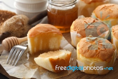 Honey Soft Cheese Cake Sweet Pastries Dessert Yummy Bakery Rustic Still Life Stock Photo