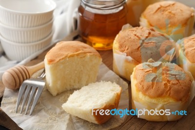 Honey Soft Cheese Cake Sweet Pastries Dessert Yummy Bakery Rustic Still Life Closeup Stock Photo