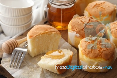 Honey Soft Cheese Cake Sweet Pastries Dessert Yummy Bakery Rustic Still Life Closeup Stock Photo