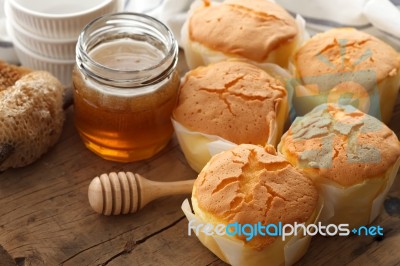 Honey Soft Cheese Cake Sweet Pastries Dessert Yummy Still Life Closeup Stock Photo