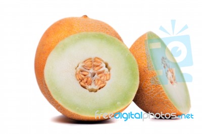 Honeydew Melon Isolated On A White Background Stock Photo